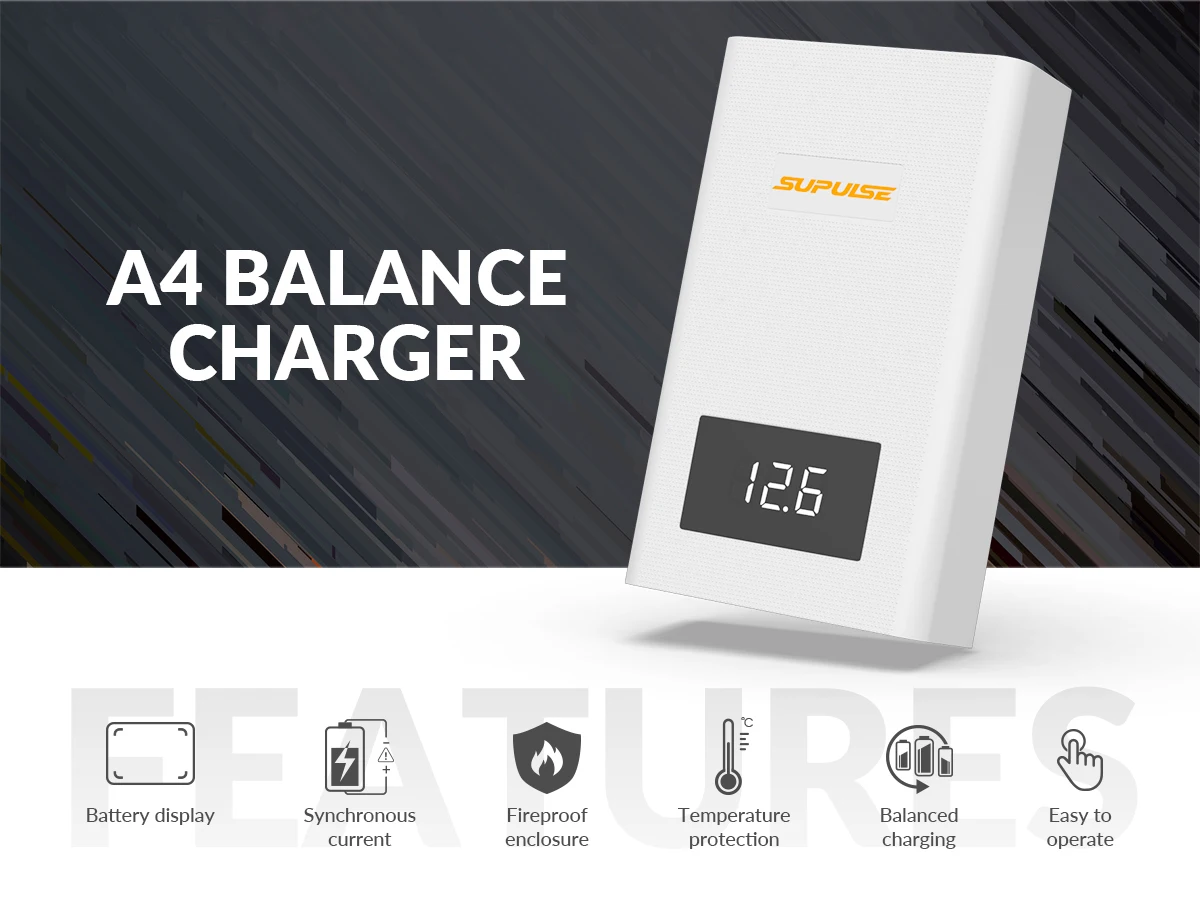 Battery Lipo Balance Charger Quick Charger 40W 3S-4S AC Charging port 7.4-14.8V air craft Li-po Charger (A4)