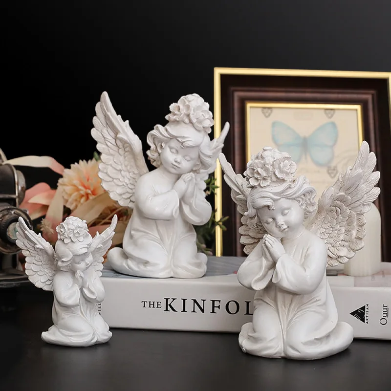 Creative Resin Crafts Cute Cupid Prayer Angel 3D Sculpture Prenuptial Decoration Nordic Style Home Desktop Decoration