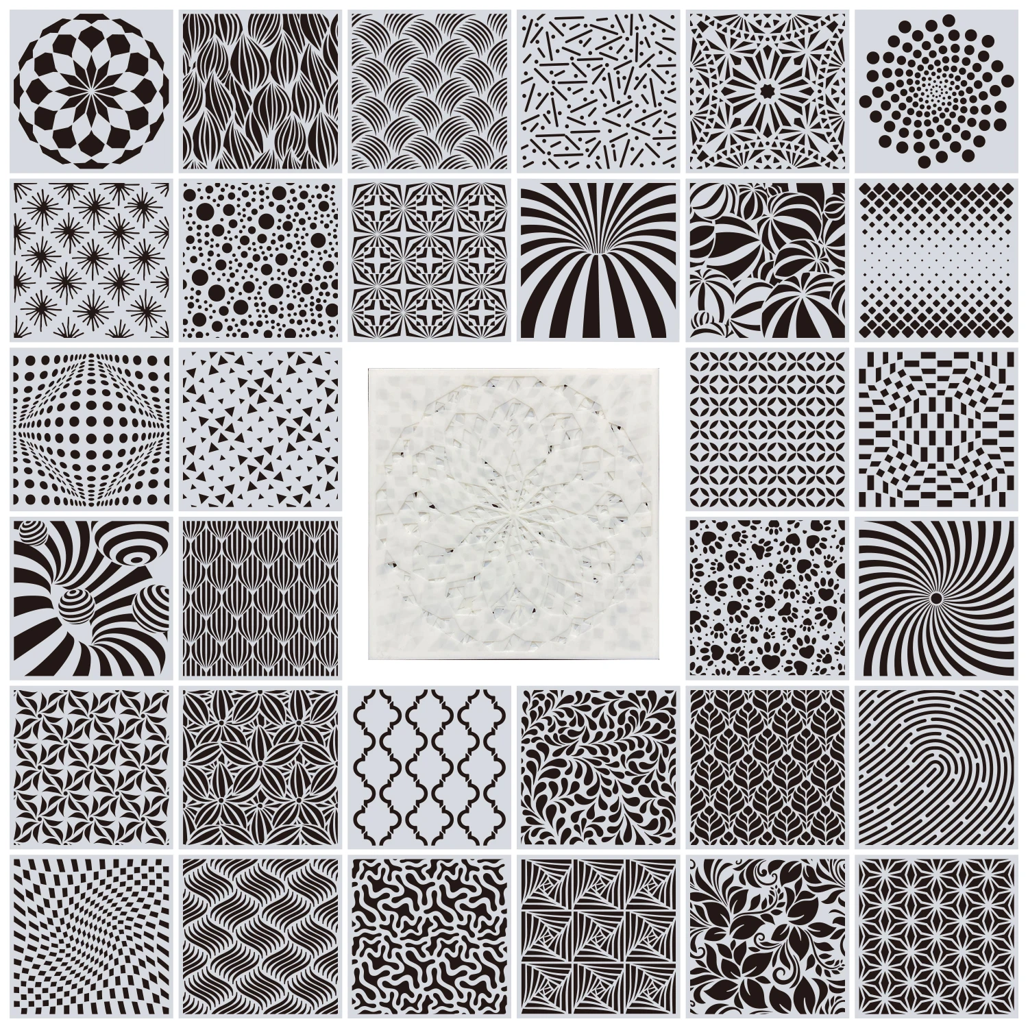 32 pack Mandala Geometric Stencils 6 Inch for Wall ,floor ,tile,fabric painting