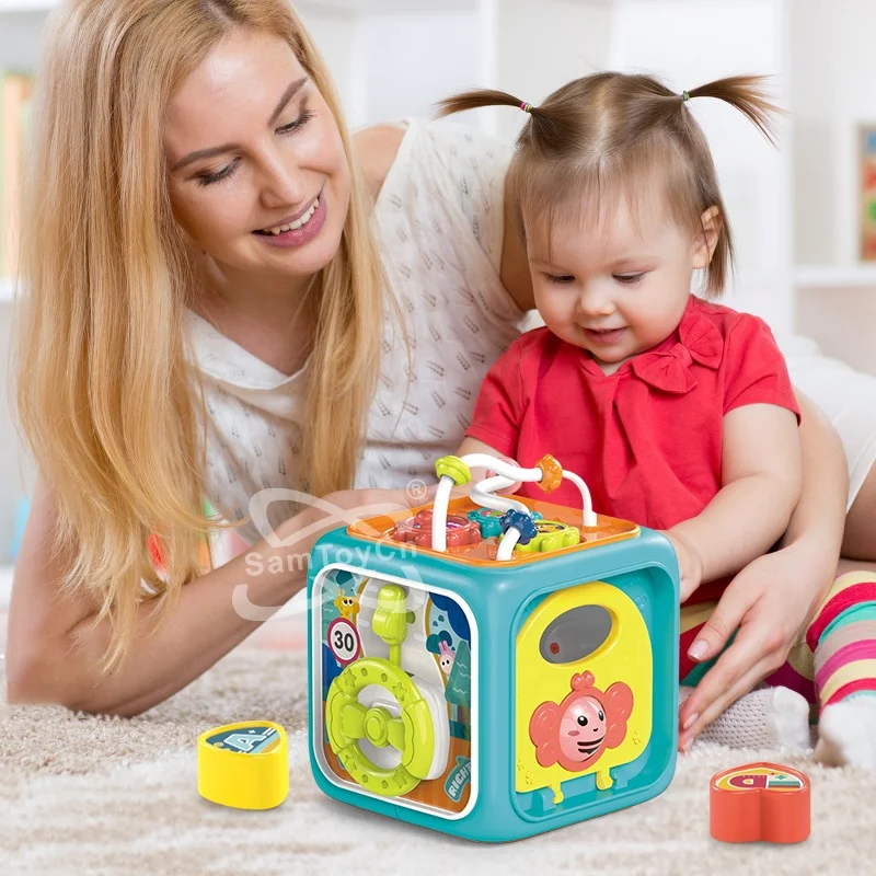 Samtoy Education Montessori Toddler 6 in 1 Plastic Learning Toy Kids Baby Hexahedron Activity Cube