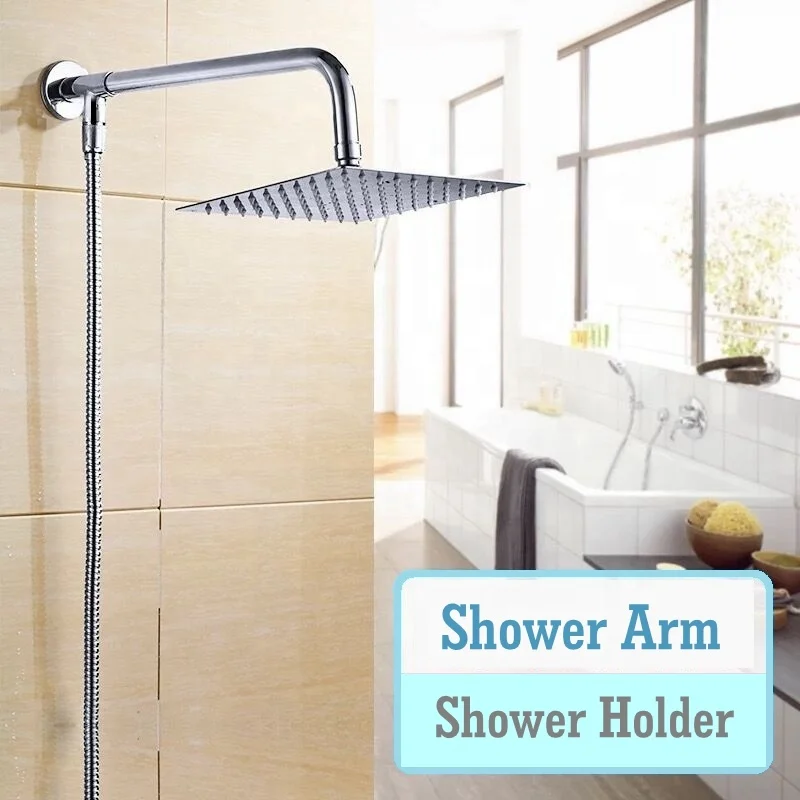 
Stainless Steel Wall Mounted Shower Arm Factory Wholesale Chromed Copper Shower Pipe For Top Shower 