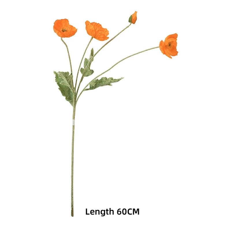 Wholesale Artificial Poppy Flowers with Flocking for Wedding&Hotel&Home Decoration Perfect Christmas Ornament Vase Centerpieces