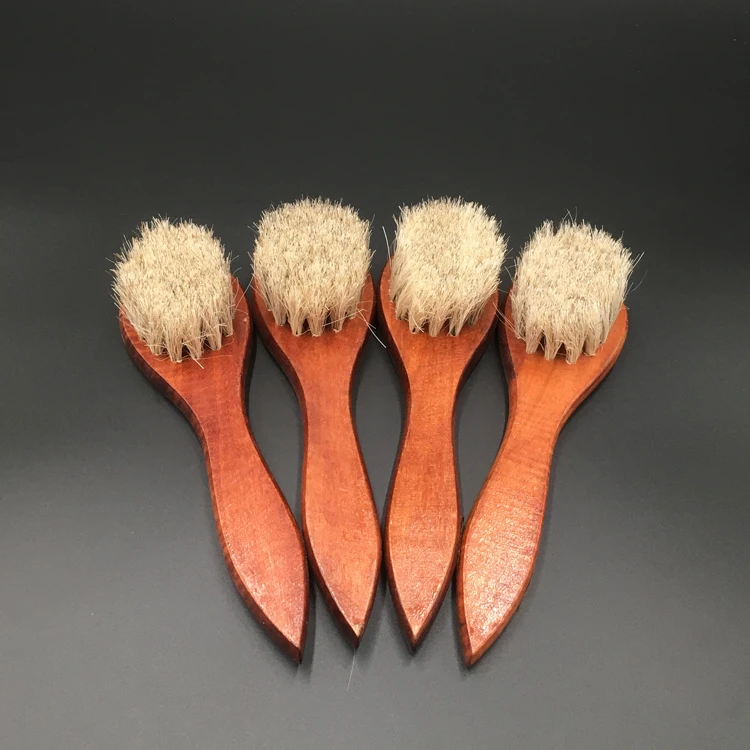 Wholesale custom Horse Hair Soft Cleaning Small Brush For Clothing Long Handle Wood Horse Hair Shoe Brush