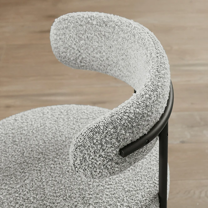 Italian Dinning White Boucle Fabric Upholstered Dining Room Chair