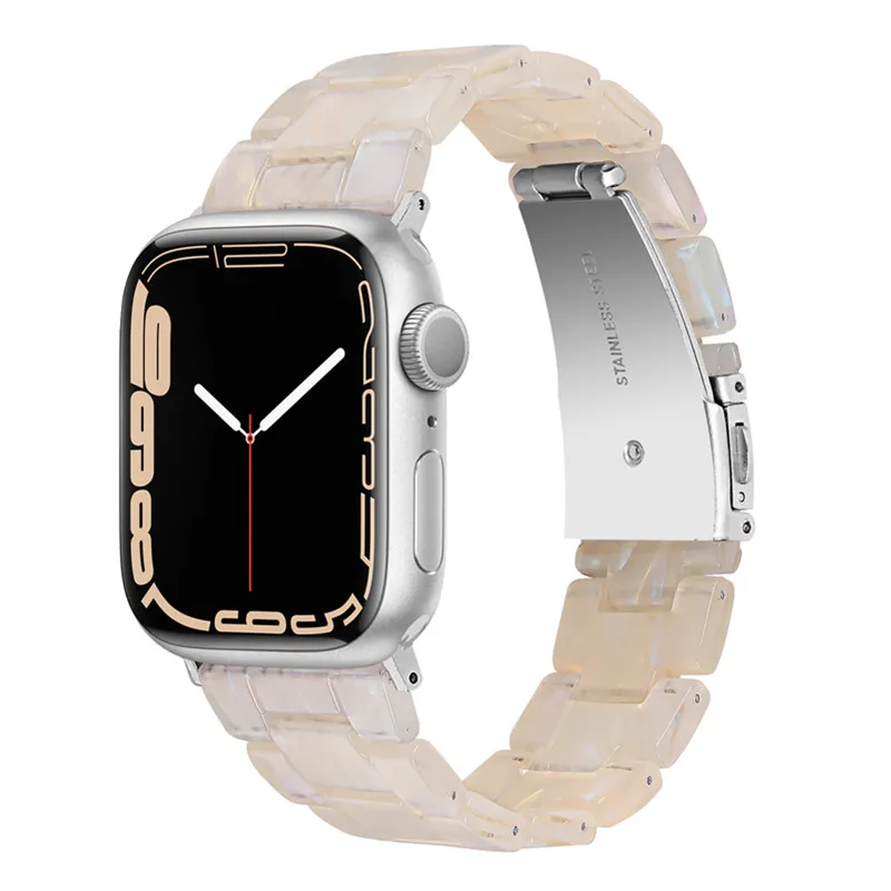 Resin Strap for Apple Watch 7 6 5 4 Charm Transparent Bracelet Band
