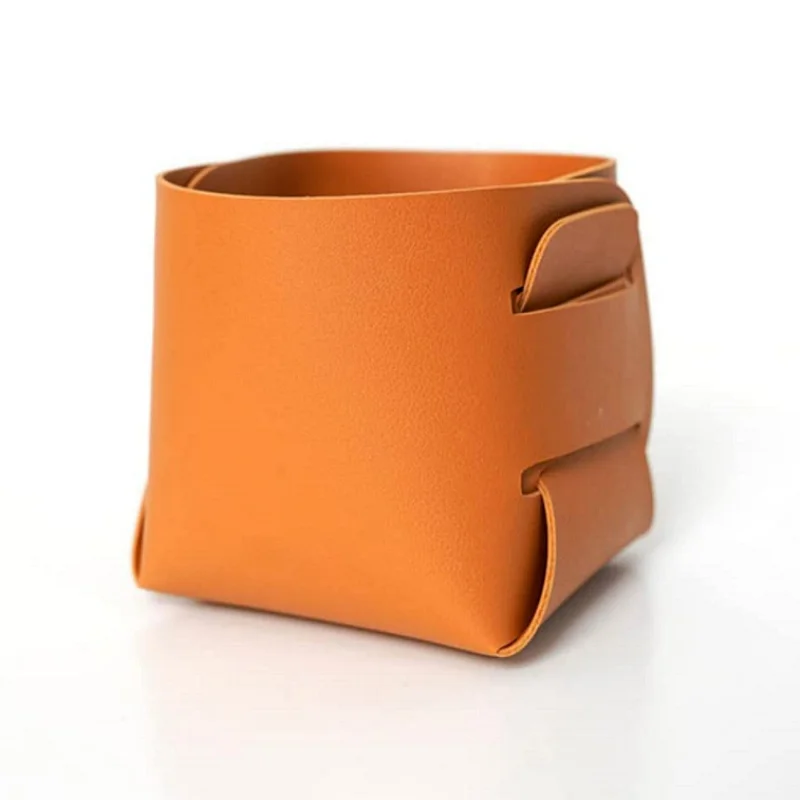 Hot Sale Foldable PU Leather Pen Storage Tray Multifunctional Storage Basket Rolling Pen Holders
