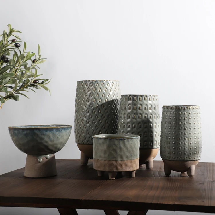 Hot sale wholesale modern hotel decorative footed garden supplies ceramic succulent planter