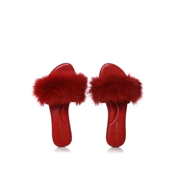 Wholesale Price Women Fashion Foxy Fur Flat Slippers Ladies Slip On Wide Real Fur Outdoor Slippers Sandals