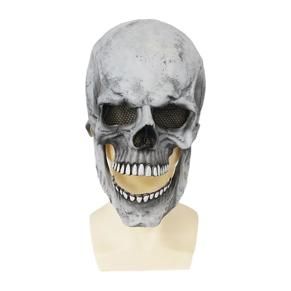 Customized wholesale hot sale Personality mask scary zombie headgear Halloween moving mouth human skeleton latex mask