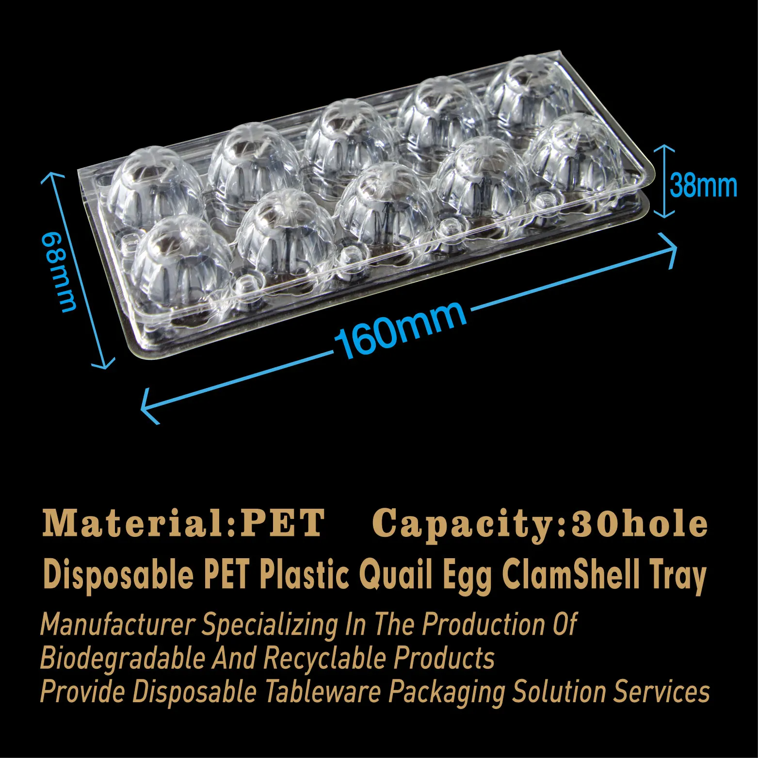 10 Holes Quail Eggs Tray PET Plastic Disposable Clear Blister Blister Packaging