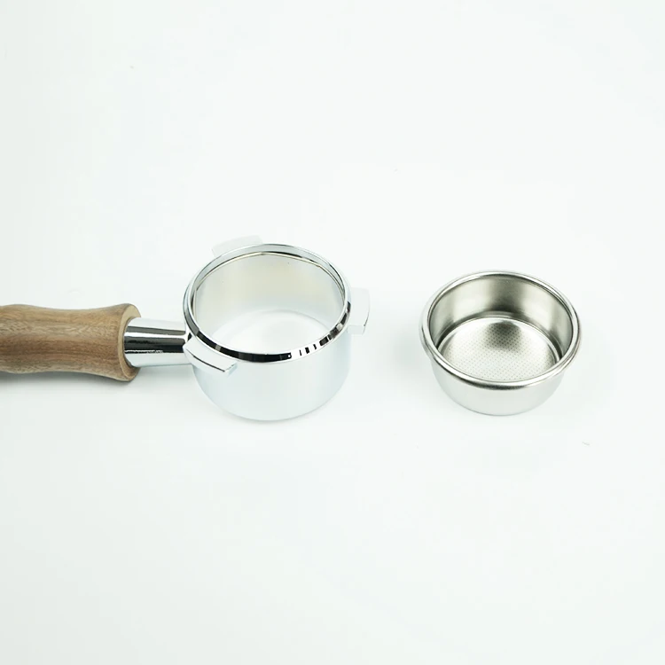 Detachable Stainless Steel Bottomless Filter Holder with Filter Basket & Wooden Handle