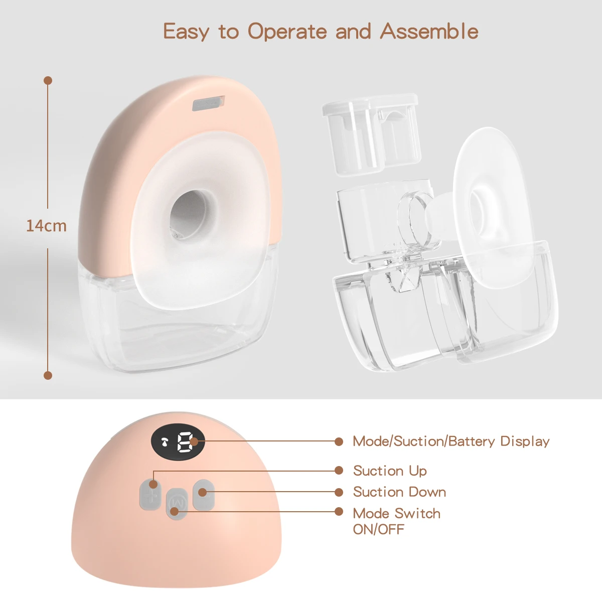 Factory Directly New Design Adjustable Electric Hands Free Breast Milk Pump Wearable Automatic Breast Pump
