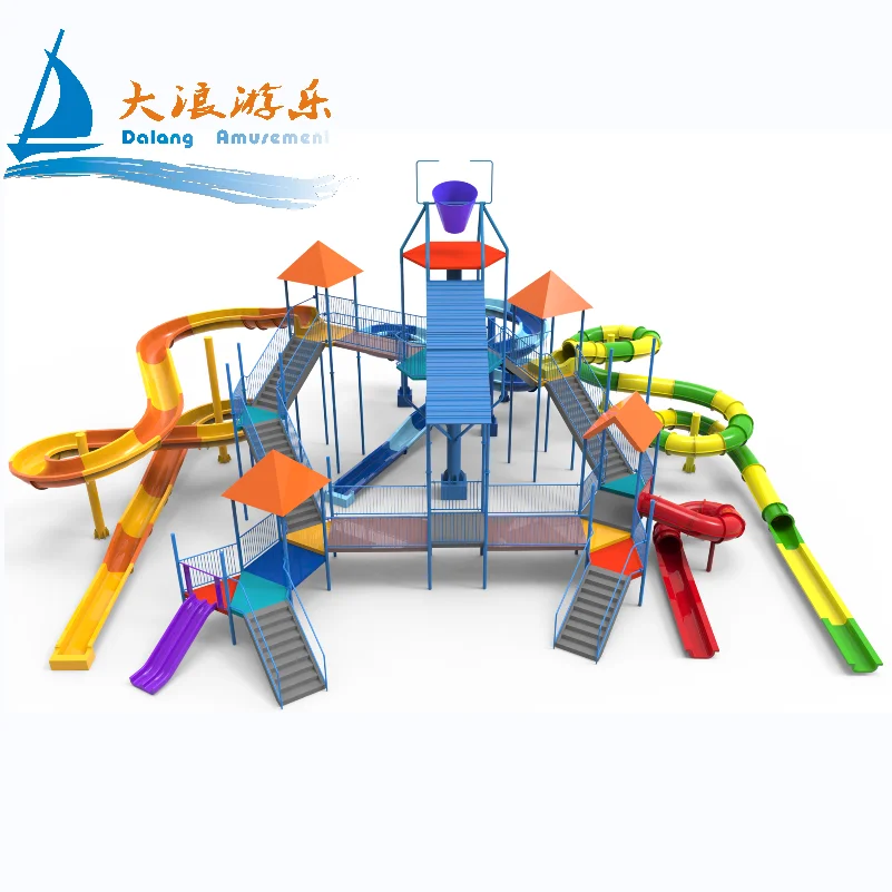 Dalang Factory Price Outdoor Playground Equipment For Amusement Park Water Rides Fiberglass Slide Long Lifetime Good Quality