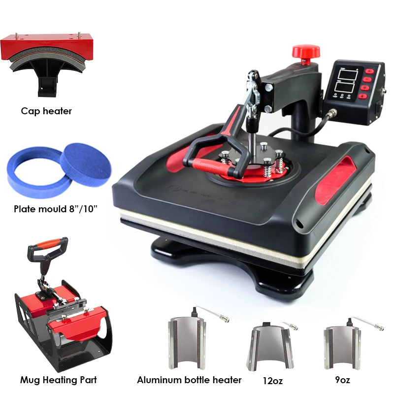 Freesub tshirt sublimation heat press machines combo 8 in 1 3838 picture printing machine on t shirt P8038-8