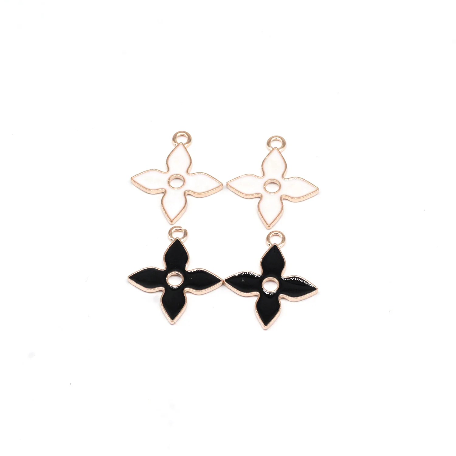 DIY Gold Plated  Zinc Alloy Diy Pendants Jewelry Making  Accessories Four Leaf Flower Enamel Enameled Clovers Pendant Charm