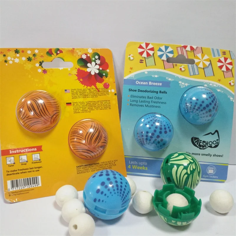 Custom shoe deodorizer ball odor eliminator sneaker balls in blister card package