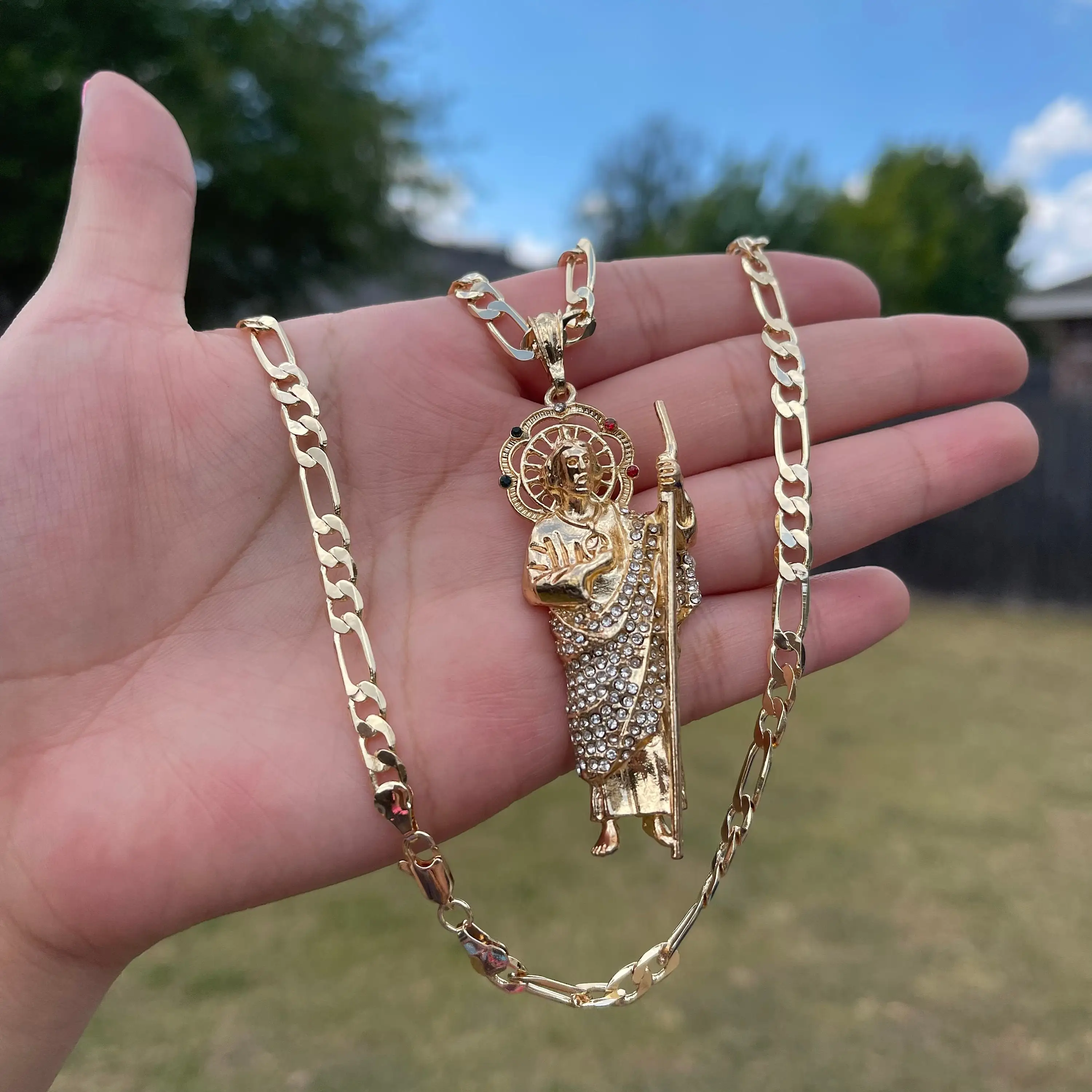 Saint Jude Pendants Hermosa Cadena De San Judas Tadeo en oro laminado de 14kt