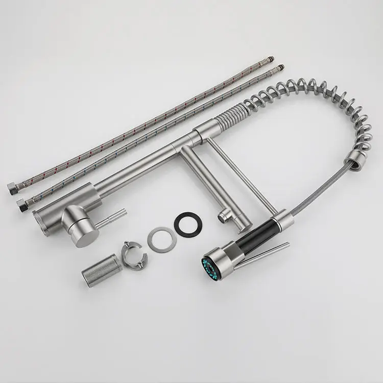3 way spring pull out kitchen faucet commercial kitchen mixer Flexible kitchen taps stainless steel 201