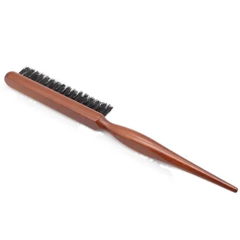 Hot Sale Professional 3 Row Salon Bristle Hair Brush Wooden Handle Teasing Styling Curling Comb
