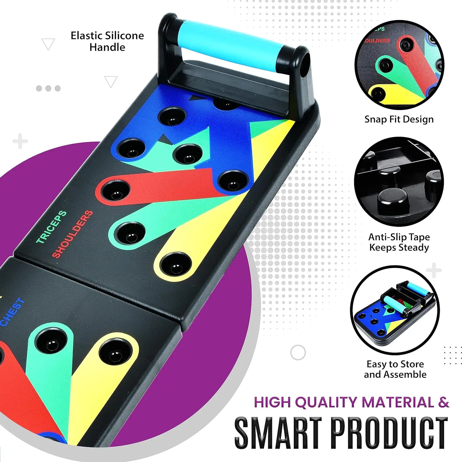 RS 12 in 1 Fitness Floor Chest Muscle Body Fitness Push up Bar Foldable Push Up Board Folding Training Board Push Up Board