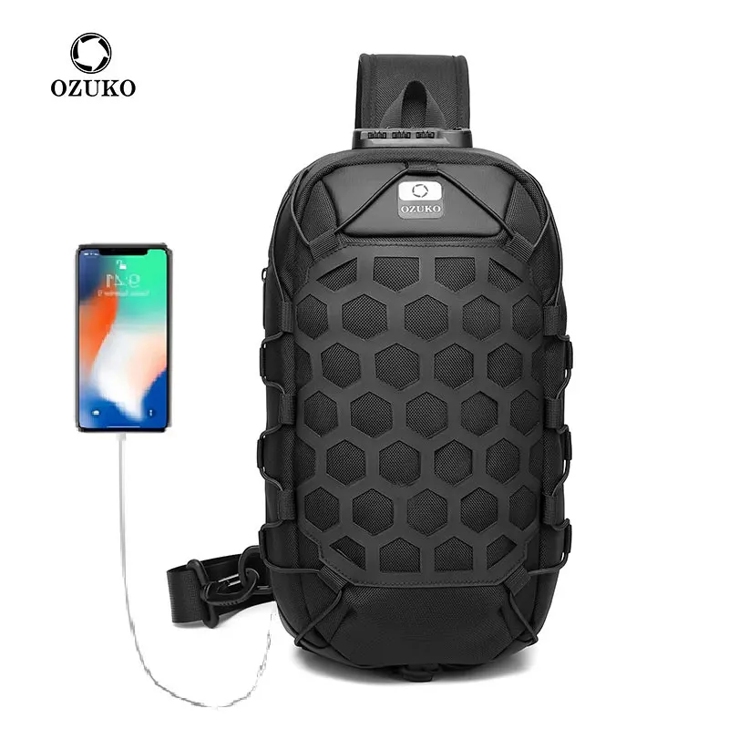Ozuko 9357V Phone Luxury Custom Crossbody Bag Mini Anti Theft Sling Bag Crossbody Tactical Men Chest Bag