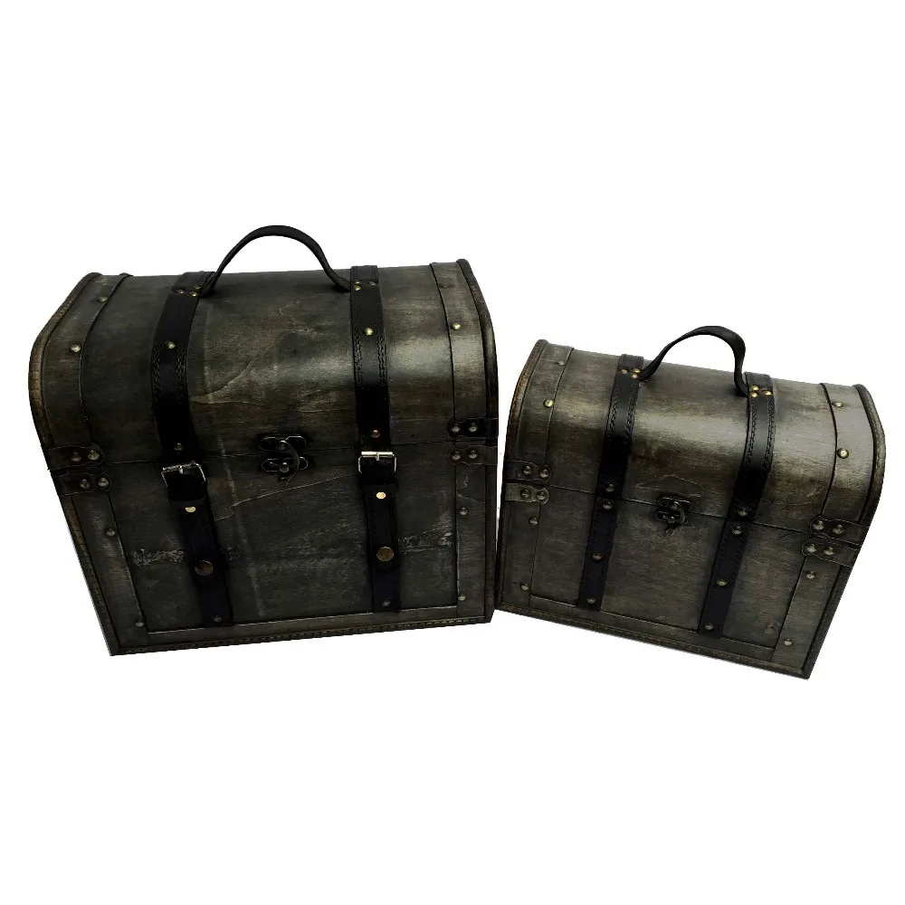 wholesale Recyclable custom vintage storage boxes Classical retro OEM luxury wooden box treasure chest
