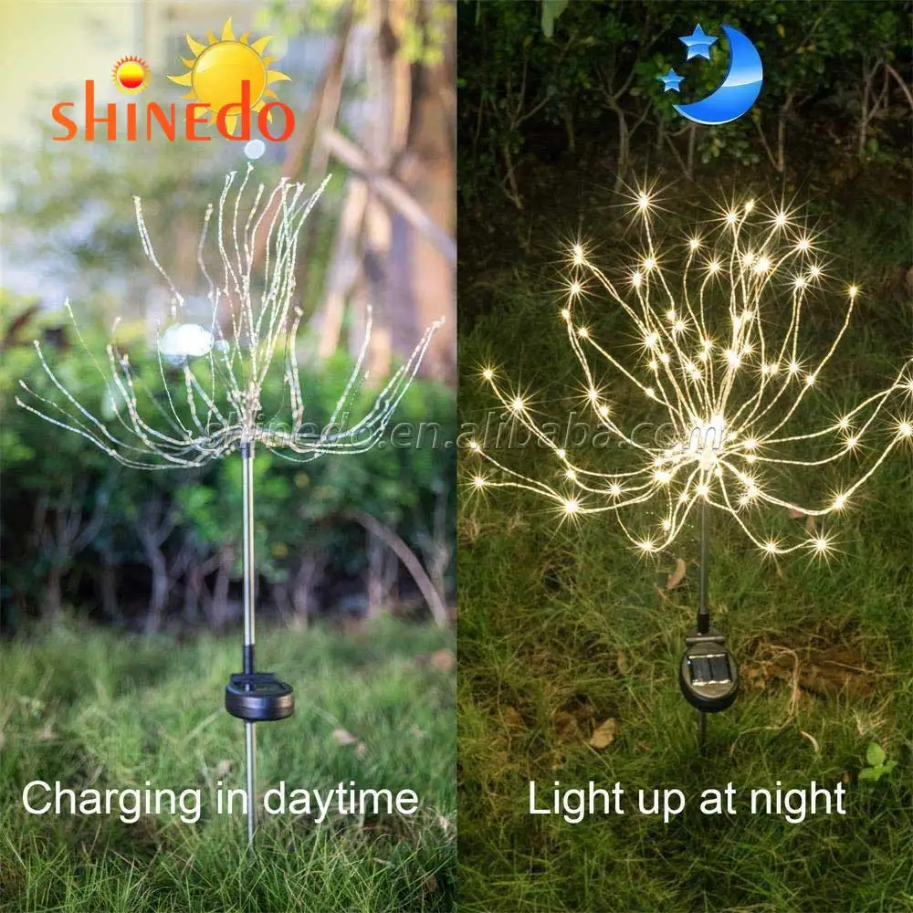 Outdoor Solar Garden Decorative Landscape Lights 90/150 LED String  DIY Flowers Fireworks Lamp for Walkway Lawn Backyard