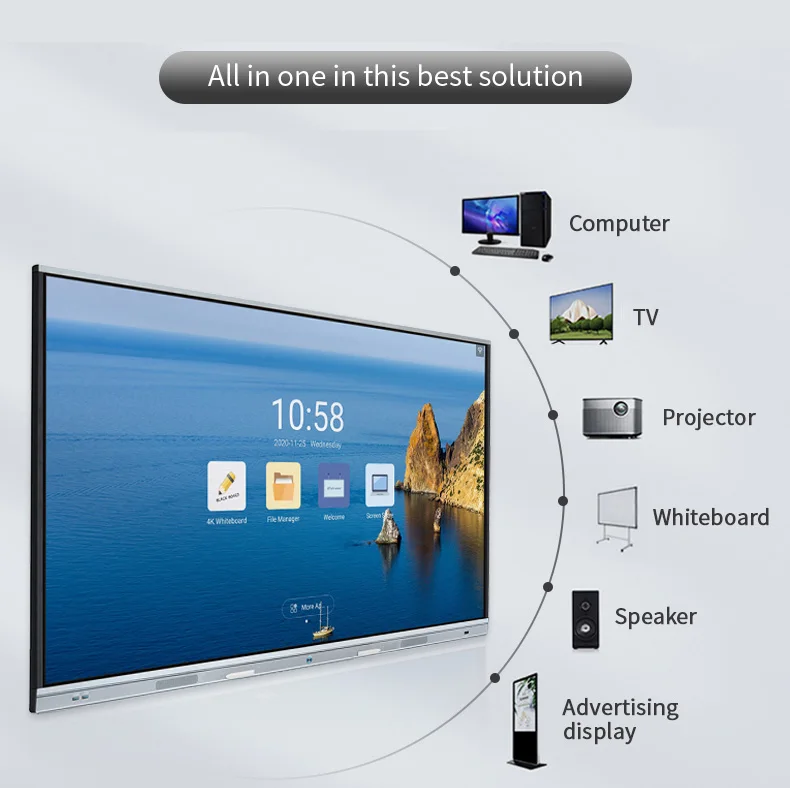LT Factory Price Smart Board 65 75 86 98 Inch Smart Screen Board Interactive Whiteboard Lcd Display