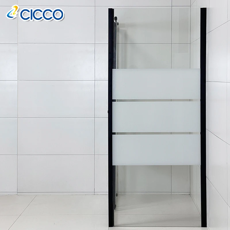 China Factory Black Rectangle  Sliding Door Shower Enclosure 6mm Clear Tempered Glass with 3  Line Frosted  Shower room