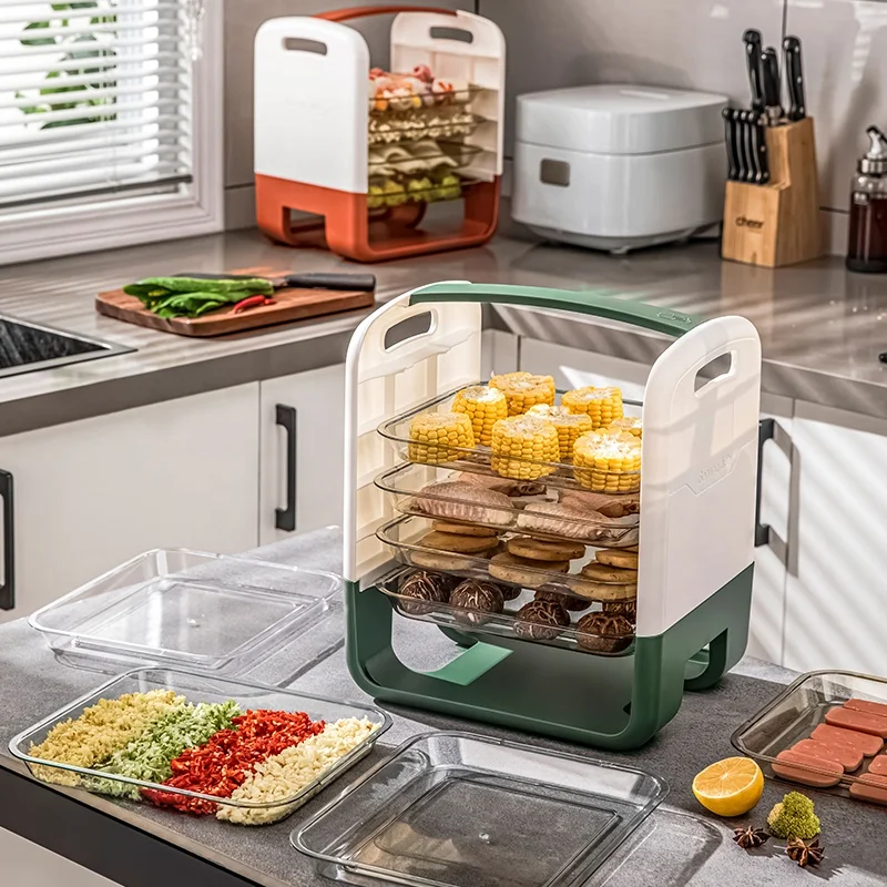 Folding Multi-Function Chaffy Dish Plate Multi-Layer Hot Pot Side Dish 5 Layers Chafingdish Vegetable Storage Rack With Handle