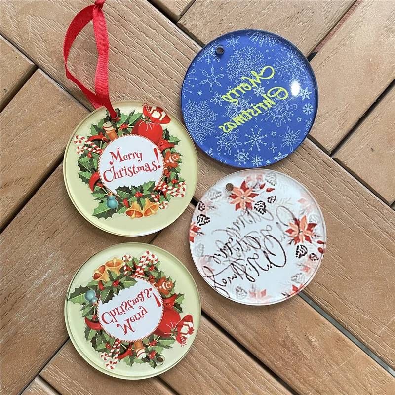 MDFSUB Acrylic Sublimation Blank Ornaments Circle Hanging Ornament 5mm thick sublimation Acrylic Ornaments for Christmas decor