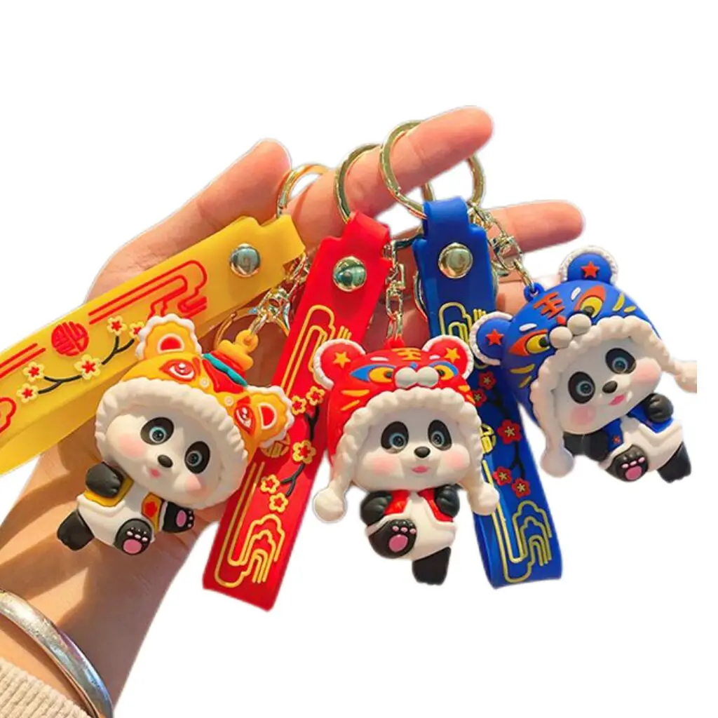 2024 Newest customized doll lovely cartoon lion dance promotional gift lucky cat design keychain car key