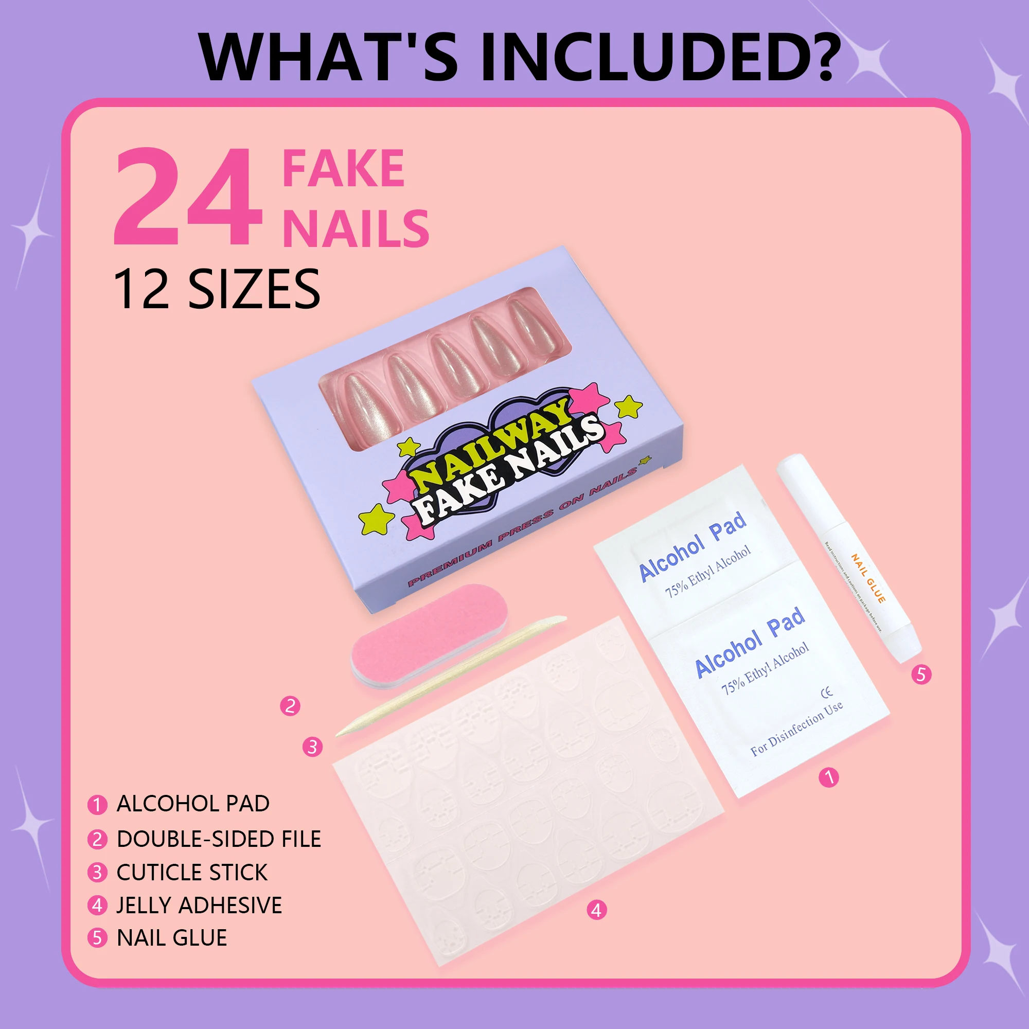 Reusable Hardness Wholesale Custom Fake Nails 24 pcs Medium Long Coffin Almond Press On Nails