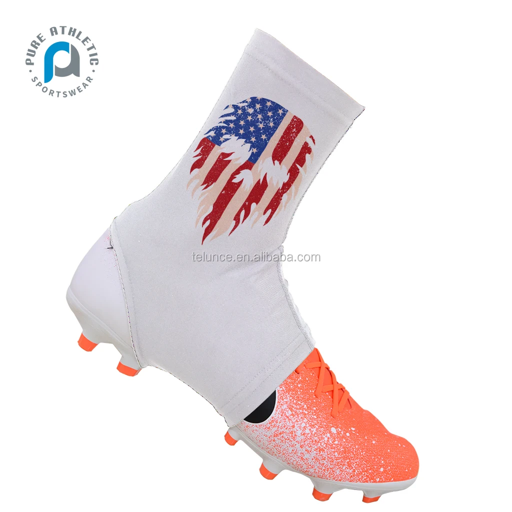 Pure wholesale customized blank plain solid white cleat covers football spats shoes covers