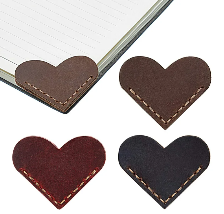 Leather Heart Page Corner Bookmark