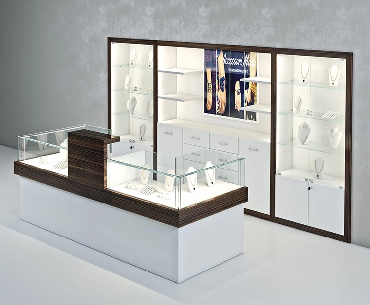 Factory Customized Shop Mall Decoration Display Cabinet Glass Showcase Jewelry Shop Display Fixtures