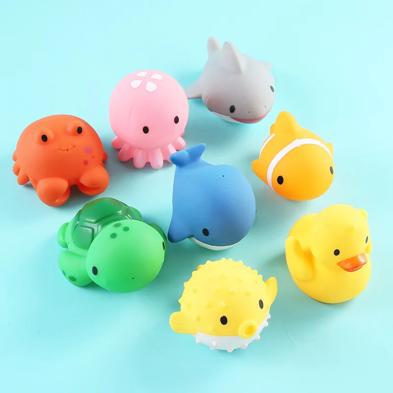 Suppliers ODM OEM Custom Made PU Rubber Squeeze Plush Duck Bath Baby Bath Toys Spray Water Baby Bathroom Toys