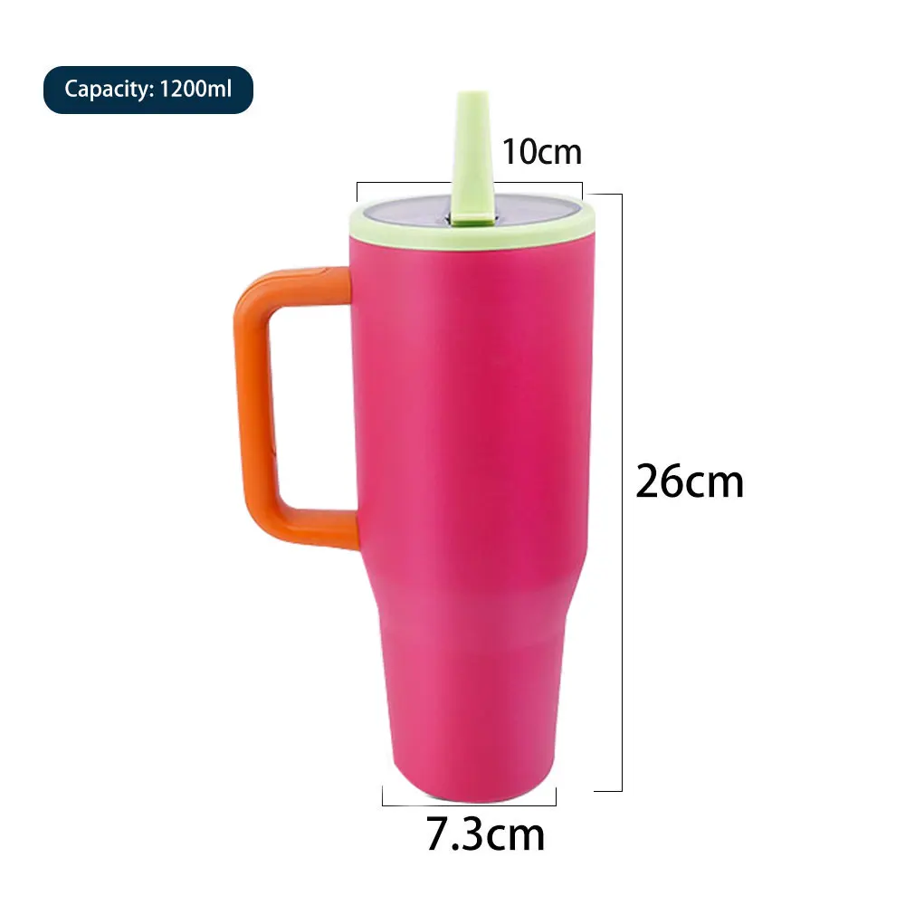 40 oz Tumbler Custom Blend Handle Car Cup Christmas Party decorations Food grade leak proof lid and mix color handle filp straw