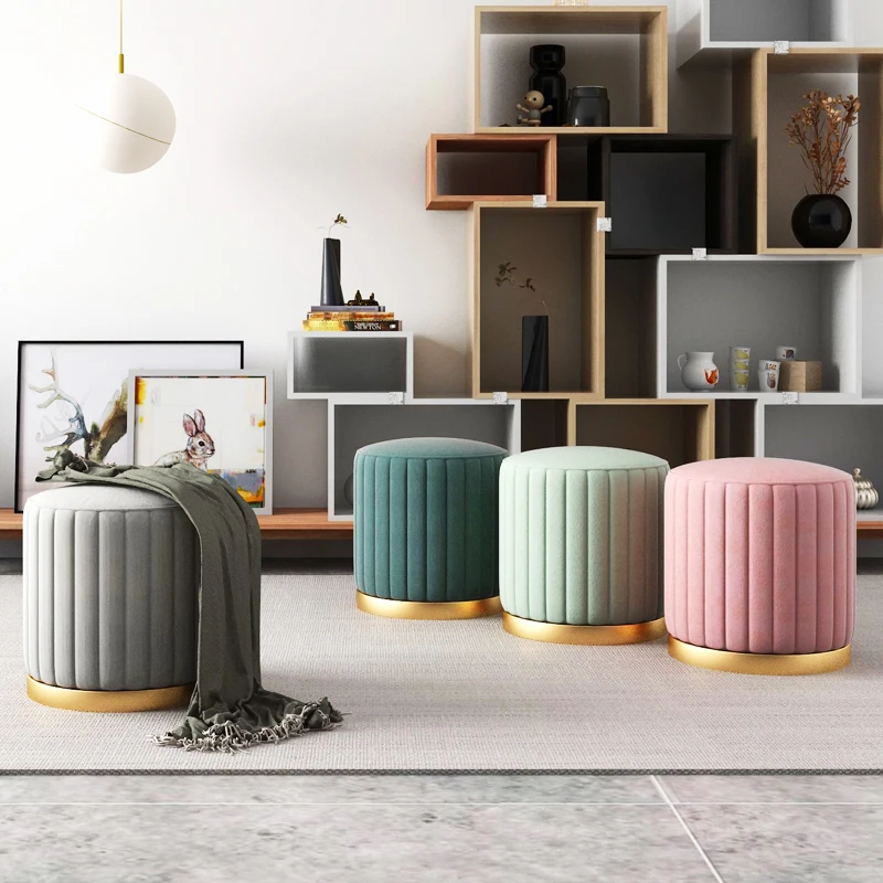 Nordic style makeup stool  dressing table chair  bedroom shoe footstool  round stool