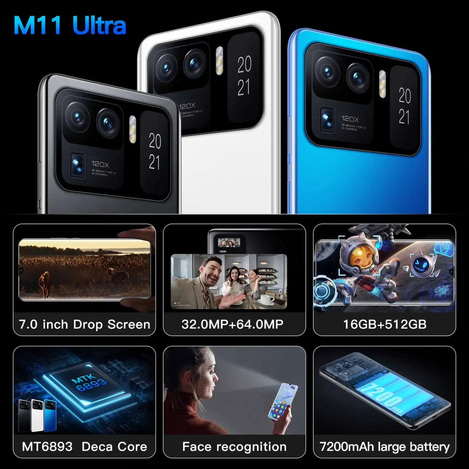 Глобальная версия оригинальный M11 U 12GB + 512GB Android смартфон с поддержкой стилуса 4G 5G Сеть супер выносливость мобильного