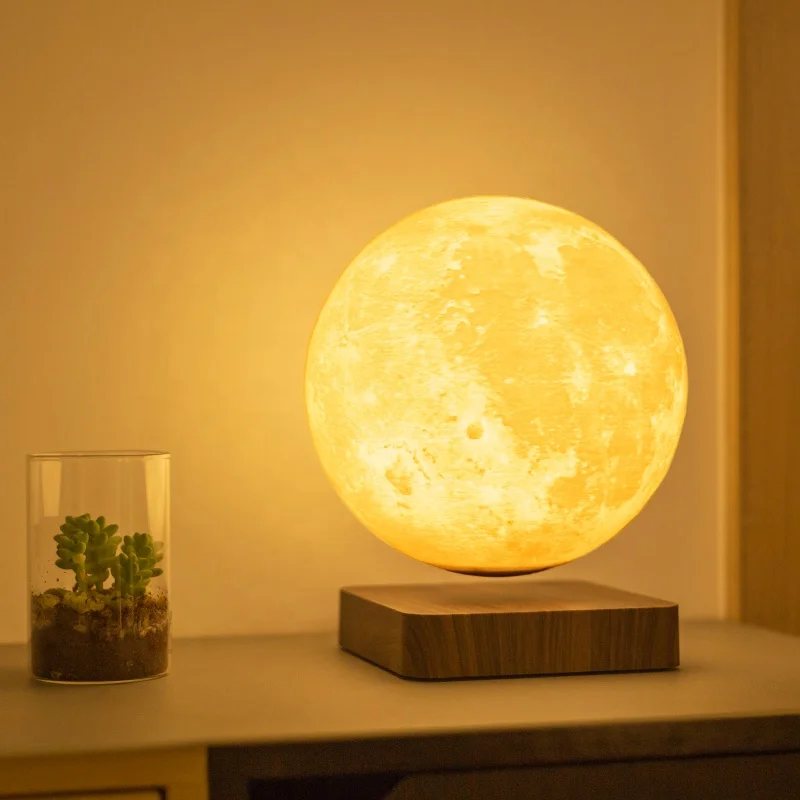Nordic Decoration Table Lamp Office Desk Wholesale Cheap Bedroom Magnetic Levitating Floating 18CM Moon Table Room Lamp