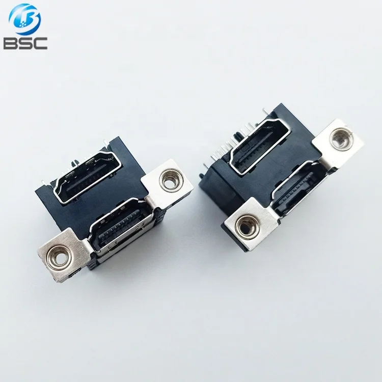 38P Type A Right Angle DIP Through Hole Type Stacked Dual High Definition Multimedia Interface HD-MI Connector Female for PCB