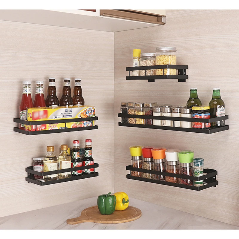 hot Wall-mounted punching-free kitchen stainless steel shelf kitchen shelf