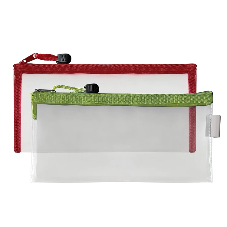 simple waterproof transparent PVC zipper plastic pencil case box compact portable student examination office use