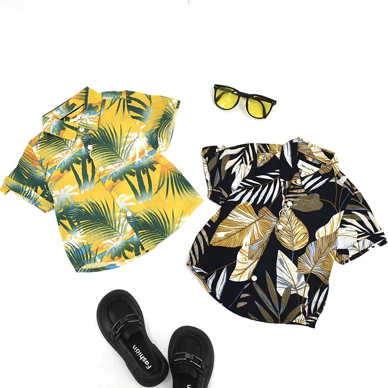 Cheap hawaiian shirt child 6 months to 4 years summer toddler Kid Baby Boy Beach short sleeve shirt beach baby boys floral shirt