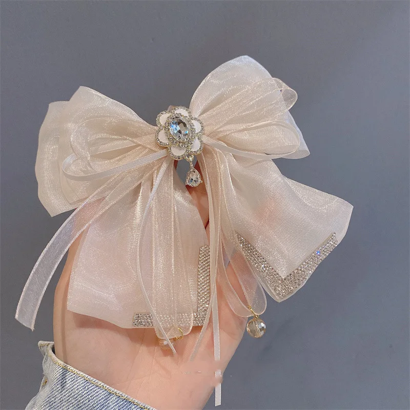 Butterfly light luxury organza spring clip fabric top clip ponytail hair clip head wear