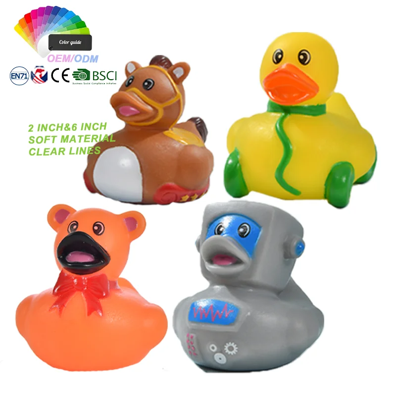 Promotional Custom Plastic Toy Animal Weighted Floating Race Assorted Bath Toy Bathtub Squeaky Bath Duck