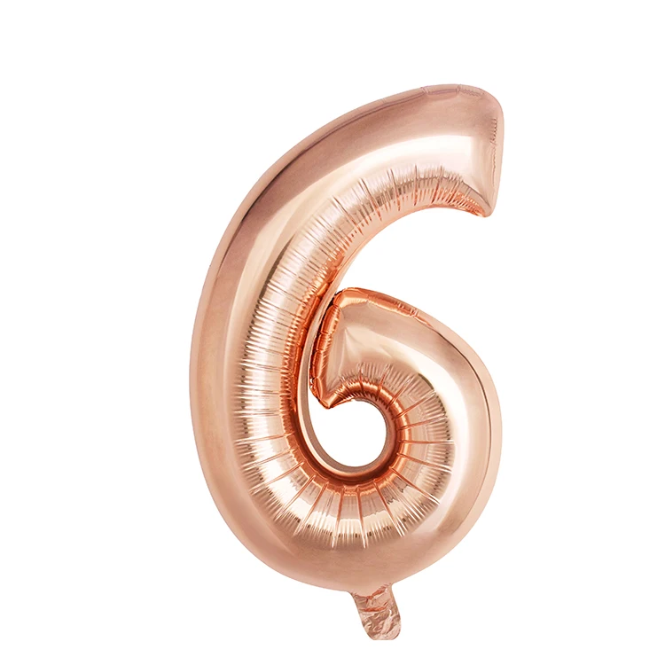 Wholesale best quality rose gold metallic aluminum numbers foil ballons for event decoration happy birthday party