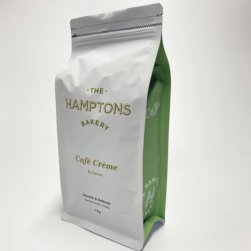 100g 250g 500g 1kg biodegradable resealable stand up zipper flat bottom zipper bags for coffee bean food snack packaging