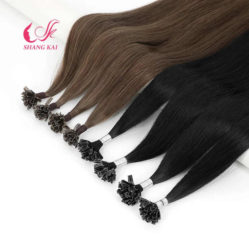 Hot Selling Nail Tip Hair Extensions Unprocessed Russian Remy Italian Prebonded U Tip Hair Extensions